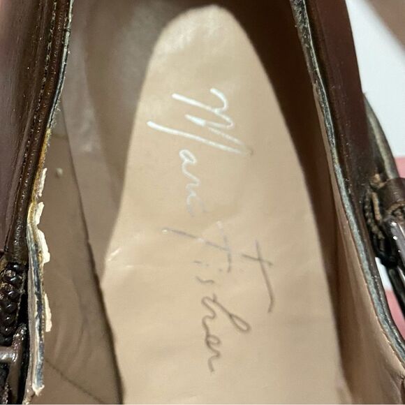 Marc Fisher Brown Leather 3 3/4 Inch Heel Side Zip Booties Women's Size 7M - Picture 5 of 11